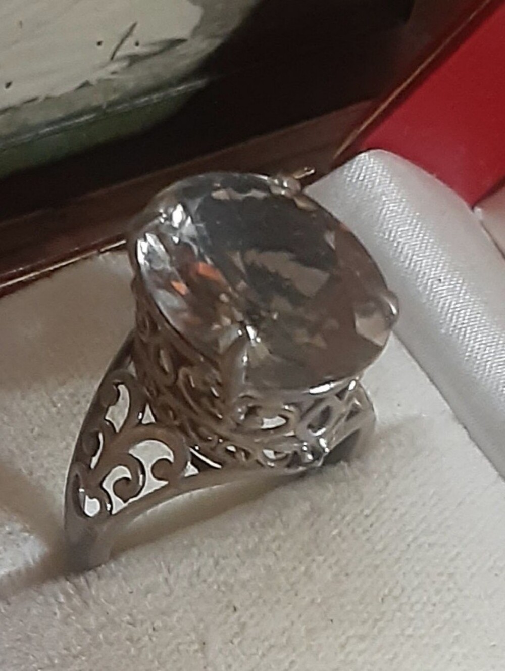 Vintage Sterling Silver CRYSTAL QUARTZ Ring Sz 11
